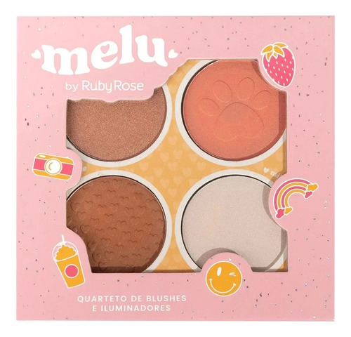 Paleta Cuarteto Rubor E Iluminador Ruby Rose Melu Hb 7532 Tono Del Maquillaje Multicolor