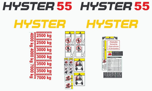 Kit Adesivo Empilhadeira Hyster 55 Completo + Etiquetas 