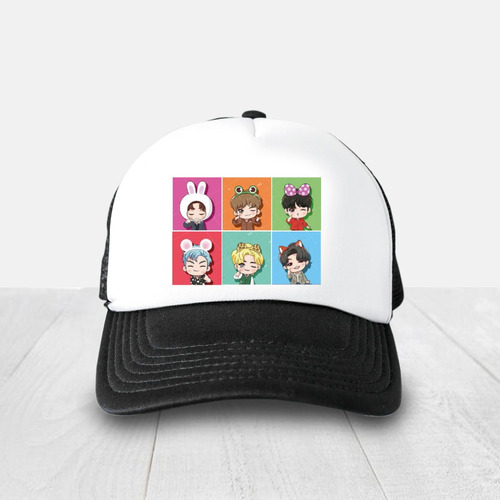 Gorra Bts Cute Negro Con Blanco