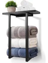 Comprar Soporte De Toallas Montado En Pared Con Estante De Madera
