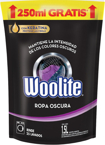 Imagen 1 de 1 de Jabón líquido Woolite Ropa Oscura repuesto 1.5 L