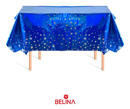 Mantel Azul Tornasol Con Estrellas 137x274cm