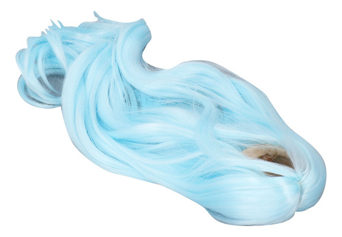Peluca De Muñeca De Seda Suave Azul, Larga Y Rizada, Con Ray
