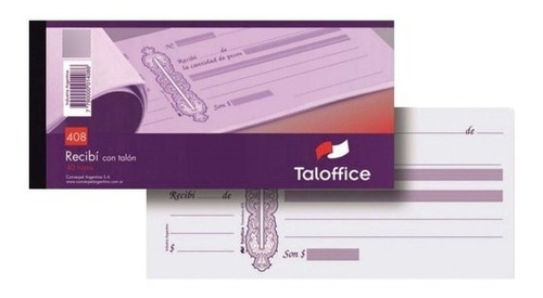 Talonario Tal Office Recibi Med. C/ Talon Art.408 40 Hjs X10