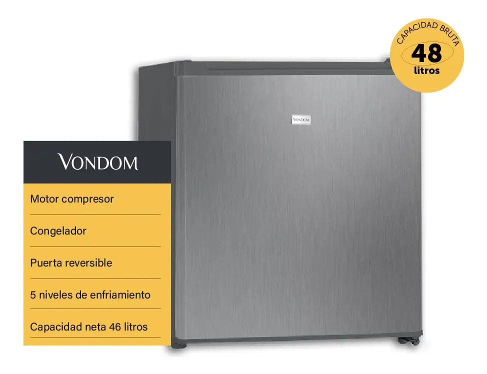 Heladera Bajo Mesada Frigobar Vondom Silver RFG46S - 48 L
