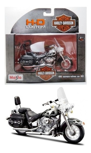 Moto Harley Davidson Escala 1:18,2002 Flstc Heritage Softail Color Negro