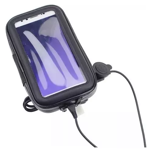 Funda Soporte Celular Moto Impermeable C/ Cargador Usb