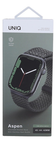 Correa Trenzada Para Apple Watch 46/45/44/42mm Aspen De Uniq Ancho De La Correa 2.2 Cm Color Verde