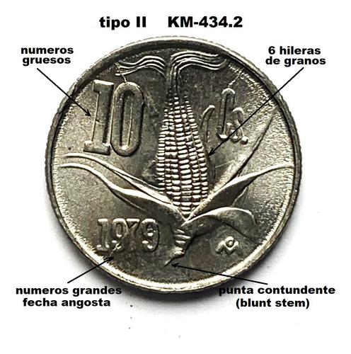 10 Centavos Mazorca 1979 Tipo 2 (la Que Te Falta) Rara (Usado)