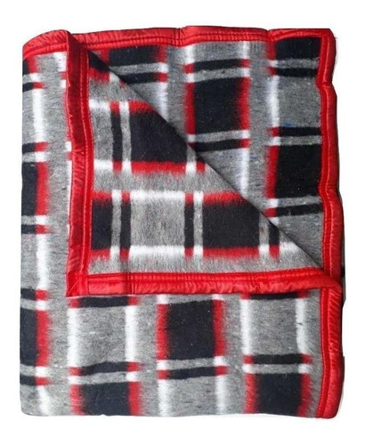 Cobertor Resfibra Formoso cor vermelho e preto com design xadrez de 220cm x 180cm