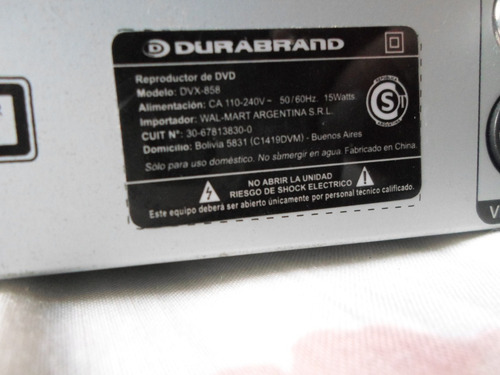 Reproductor De Dvd Durabrand Dvx-858 Ideal Para Repuesto (Usado)