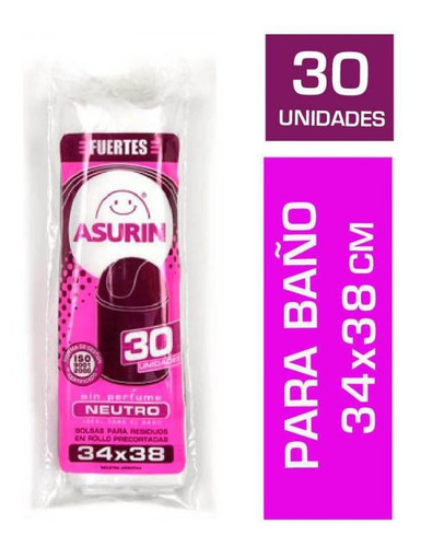 Bolsa Residuos Asurin Baño 34x38cm 30un Rollo Pre-cortado