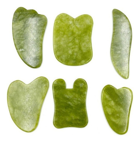 6 Raspadores De Jade Natural Masajeador Facial Gua Sha