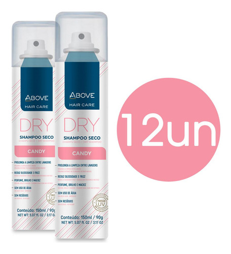 Kit 12 Shampoo Seco Above Candy Brilho Maciez 150ml