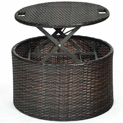 Diván Retráctil D Mimbre Con Mesa Ajustable Para Exteriores