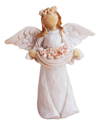 Anjo Segurando Flores, Asa Querubim Figura Artesanato