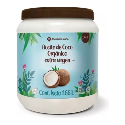 Aceite De Coco Organico Virgen 1.66l Members Mark