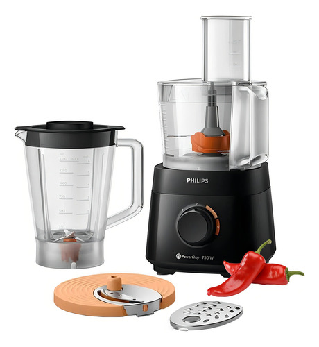 Multiprocesadora Philips 1.5 Lts 750 W Con Accesorios Dimm Color Negro