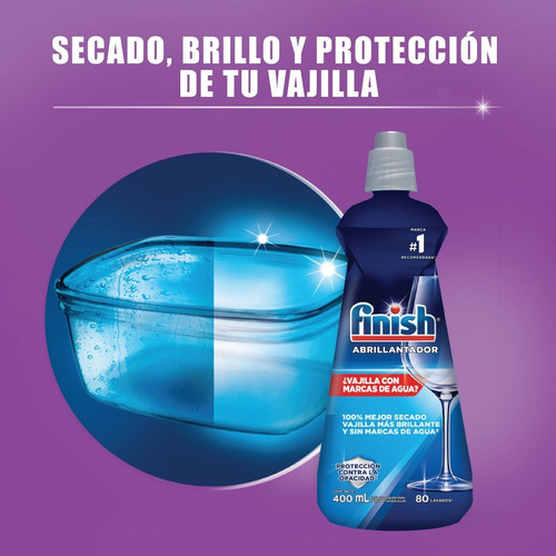 Imagen 4 de 7 de Combo Abrillantador Lavavajillas Automatico Finish 400ml X12