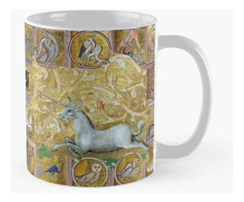 Taza Uncorn And Medieval Bestiary, Fantastic Animals In Gold