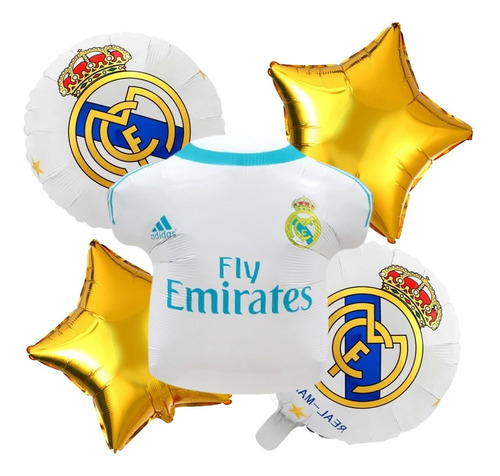 Kit 5 Globos Copa Champions Real Madrid Club De Fútbol