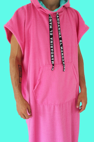 Imagen 3 de 4 de Poncho Cambiador Toalla Fucsia C/verde Manzana