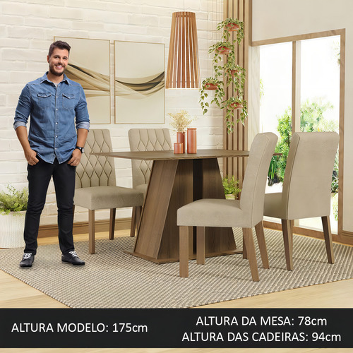 Mesa de comedor de madera con 4 sillas Gisele Madesa Ri, color rústico/imperial