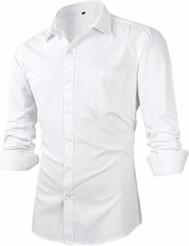  Formal Shirt Camisa Slim Fit Calidad Casual Manga Larga