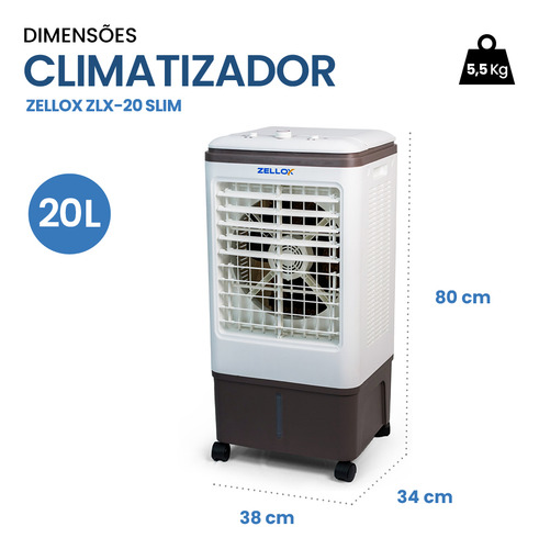 Climatizador Portátil De Ar Frio 4 Em 1 Zellox Zlx-20 110v