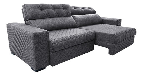 Sofá Retrátil E Reclinável 2,35m Cama Inbox Style. Linho Cor Cinza-escuro