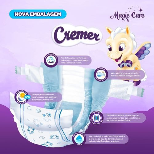 2x Fralda Cremer Magic Care Jumbinho P (3 A 5 Kg) Pcto 18 Un P Sem Gênero