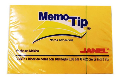 Notas Adhesivas Memotip 2x3in Naranja Neon 1block C/100h