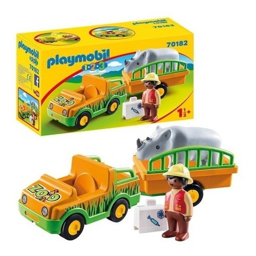 1 2 3 Vehiculo Del Zoo C/rinoceronte Playmobil 70182 My Toys