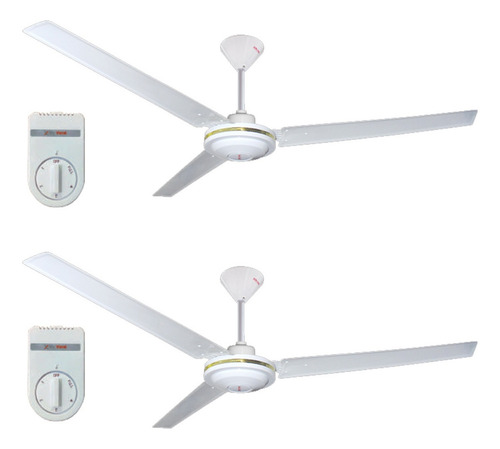 2 Pzs Ventilador Industrial Techo Blanco 65w 56puLG Myvent Cantidad De Aspas 3 Diámetro 56 Material De Las Aspas Acero