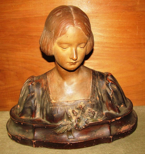 Busto De Mujer Antiguo De Terracota Firmado F. Cornacchia
