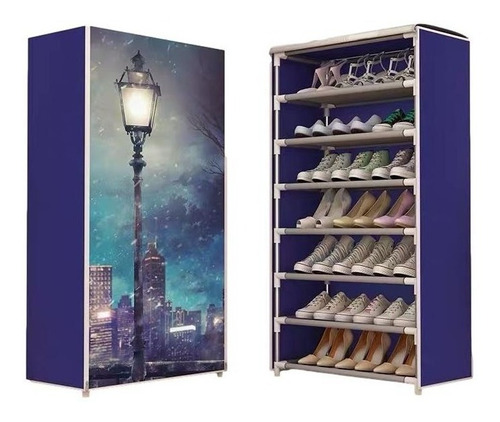 Zapatera Organizador De Zapatos Rack 7 Niveles Para 21 Pares Color Azul