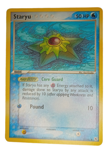 Carta Tcg Pokémon Ex Hidden Legends Staryu 75/101 Año 2004