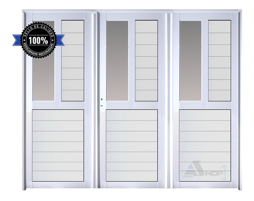 Imagen 2 de 6 de Porton Aluminio 240x200 M519 Vidrio Vertical Abershop