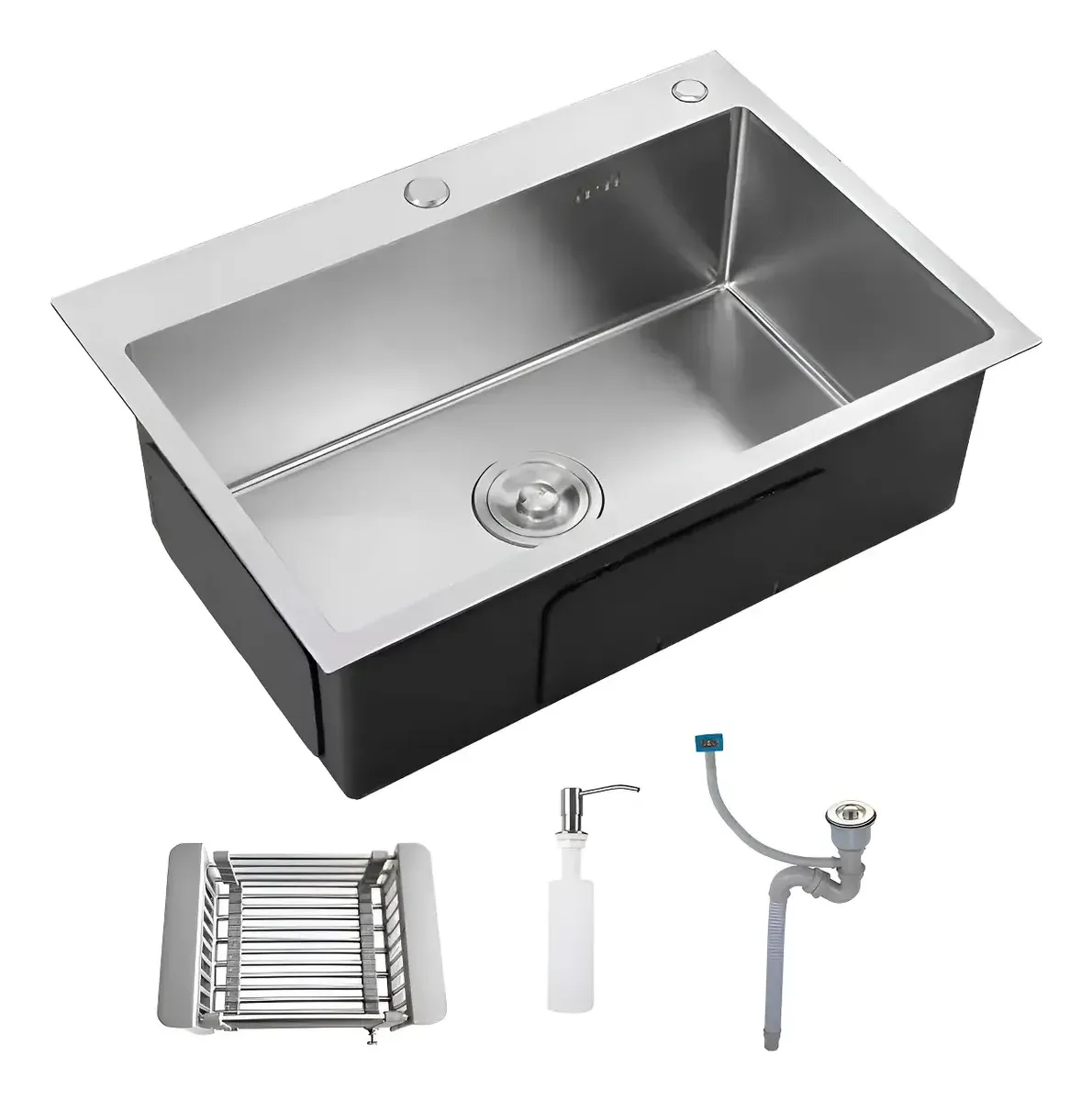 Cuba Pia Gourmet 60x45 Inox Escovado Quadrada C/ Acessórios Inox Escovado