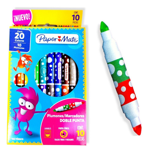 Plumones Doble Punta 20 Colores Multi Color Paper Mate Plumó