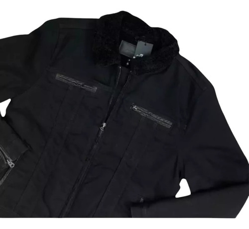Chamarra Seven Afelpada Negro Chaqueta Casual De Hombre