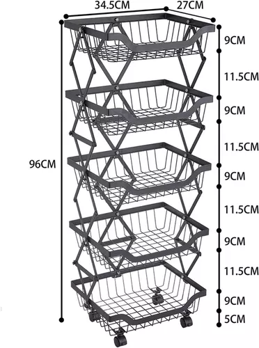 GENERICO Carrito Verdulero Frutero Organizador De Cocina Metal Rueda