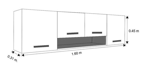Mueble De Cocina - Aereo 4 Puertas Con Estante- Alacena- Lcm