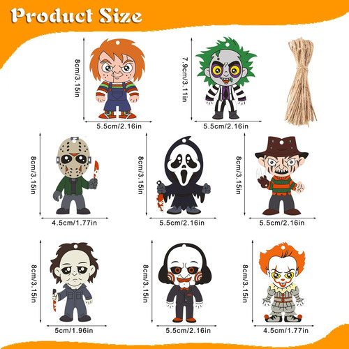 24 Pcs Halloween Adornos Colgantes Madera Película De Terror