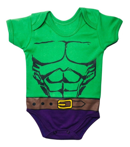 Imagem 1 de 7 de Body De Bebe Temático Mesversario ( Hulk )