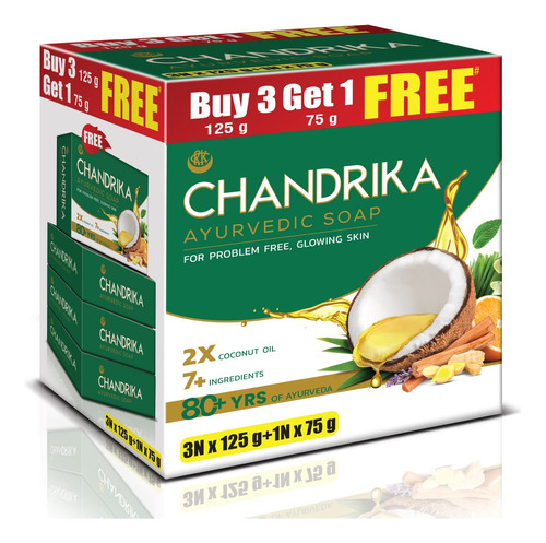 Chandrika Ovalado, 4 Jabones, 3 De 4.41 Oz Y 1 De 2.65 Oz