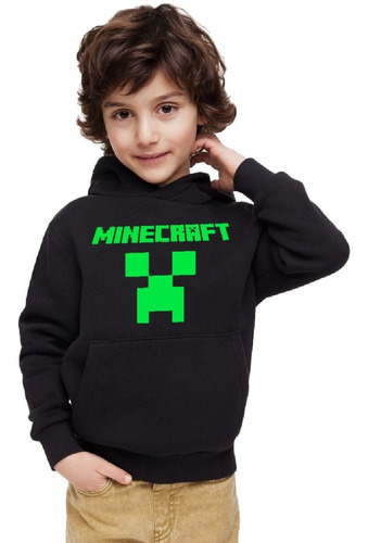 Poleron De Niño Cerrado Con Capucha Minecraft Clásico