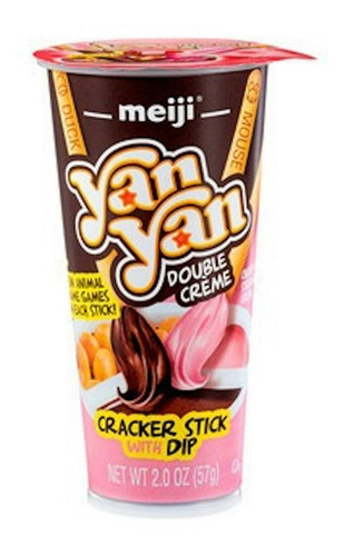 Imagen 1 de 1 de Yan Yan Doble Crema, Chocolate Y Fresa, 44g, Meiji