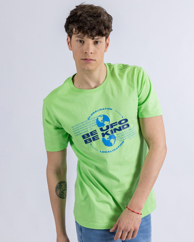 T-shirt En Algodon Estampada Para Hombre Ufo Kind Verde