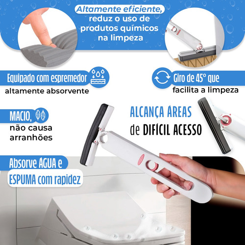 Rodo Portátil Mini Mop Esfregão Limpeza Mesa Cozinha Sala Cor Branco